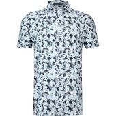 G/Fore Palm Fronds Tech Pique Golf Shirts - ON SALE in Navy with white and light blue palm fronds print