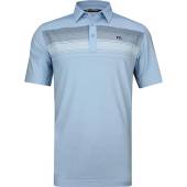 TravisMathew Green Canopy Golf Shirts in Heather bel air blue with ombre chest stripes