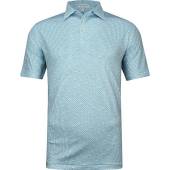 Peter Millar The Man's Manhattan Performance Jersey Golf Shirts - HOLIDAY SPECIAL in Light blue with green novelty cocktail print