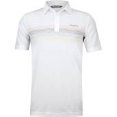 TravisMathew Beach Read Golf Shirts - HOLIDAY SPECIAL in White with multi-color chest stripes
