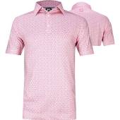 FootJoy ProDry Lisle Micro-Floral Golf Shirts - FJ Tour Logo Available in White with rose pink micro-floral print