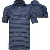 FootJoy ProDry Lisle Modern Classic Stripe Golf Shirts - FJ Tour Logo Available in Navy with light blue and white stripes