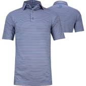 FootJoy ProDry Lisle Multi-Color Pinstripe Golf Shirts - FJ Tour Logo Available in Sapphire blue with multi-color stripes