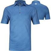 FootJoy ProDry Texture Print Stretch Pique Golf Shirts - FJ Tour Logo Available in Sapphire blue