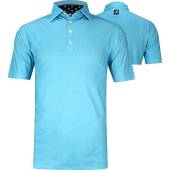 FootJoy ProDry Texture Print Stretch Pique Golf Shirts - FJ Tour Logo Available in Pool light blue