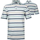FootJoy ProDry Lisle Light Stripe Golf Shirts - FJ Tour Logo Available in White with navy, true blue, and almond tan stripes