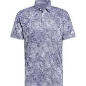 Adidas Aerial Jacquard Golf Shirts in Light grey three with blue novelty print