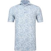 johnnie-O Prep-Formance Haas Golf Shirts - ON SALE in White with noreaster blue floral print