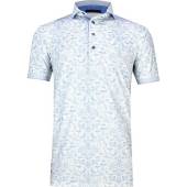 Greyson Clothiers Ocean Curiosities Golf Shirts in Arctic white with light blue novelty ocean print