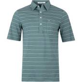 Criquet Players Scandi Stripe Golf Shirts in Green with light blue stripes