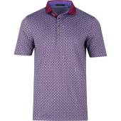 Greyson Clothiers Star Crossed Golf Shirts in Cloud blue with meadowsweet plum print