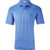 Peter Millar Raise The Bar Performance Jersey Golf Shirts in Navy with cottage blue cocktail print