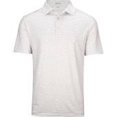 Peter Millar Still Song Performance Jersey Golf Shirts in White with orange and light blue banjo print