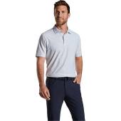 Peter Millar Willis Geo Performance Mesh Golf Shirts in White with light blue geo print