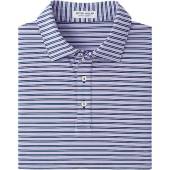 Peter Millar Hamden Performance Jersey Golf Shirts - ON SALE in Purple with white and sport navy stripes