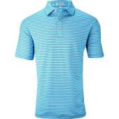 Peter Millar Hamden Performance Jersey Golf Shirts in Jasper blue with navy and white stripes