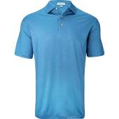Peter Millar Soriano Performance Jersey Golf Shirts in Cabana blue with subtle geo print