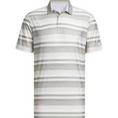 Adidas Ultimate 365 HEAT.RDY Stripe Golf Polos in Silver pebble with green stripes