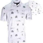 TravisMathew Island Paradise Golf Shirts in White with novelty print