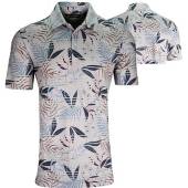 TravisMathew Rip Current Golf Shirts - ON SALE in Heather light grey with blue floral print
