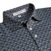 henry dean Floral Geo Print Performance Knit Golf Shirts - Regular Fit in Navy with floral geo print