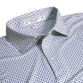 henry dean Dot Geo Print Performance Knit Golf Shirts - Regular Fit in White with navy dot geo print