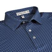 henry dean Raymond Geo Print Performance Knit Golf Shirts - Regular Fit in Navy with light blue geo print