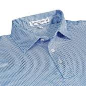 henry dean Spinner Geo Print Performance Knit Golf Shirts - Regular Fit in White with navy geo print