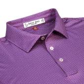 henry dean Spinner Geo Print Performance Knit Golf Shirts - Tailored Fit in Purple with lavender geo print