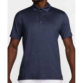 Nike Dri-FIT Tour Heathered Left Sleeve Logo Golf Shirts in Midnight navy