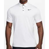 Nike Dri-FIT Tour Textured Golf Shirts in White with black