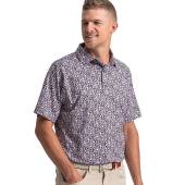 FootJoy Meadow Print Lisle Golf Shirts in Black with vivid violet and pink pop