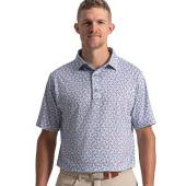 FootJoy Surfs Up Print Lisle Golf Shirts in White with chambray nantucket red and coastal blue