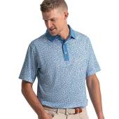 FootJoy Condensed Camo Print Lisle Golf Shirts in White with chambray and coastal blue