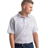 FootJoy Watercolor Floral Print Pique Golf Shirts in White with blue and nantucket red