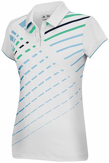 Adidas Girls ClimaLite Angular Print Junior Golf Shirts - FINAL CLEARANCE