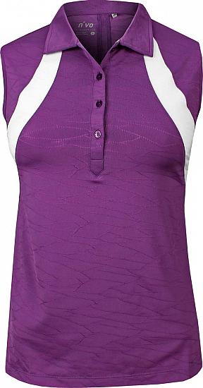 Nivo Women's Contrast Insert Back Pleat Sleeveless Golf Shirts - CLEARANCE