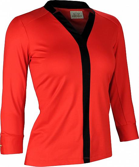 EP Pro Women's Tour-Tech Notch Neck Three-Quarter Sleeve Golf Shirts - CLEARANCE