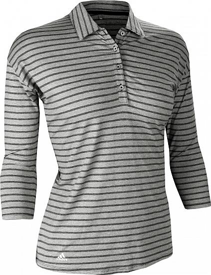 Adidas Women's Tonal Stripe Three-Quarter Sleeve Golf Shirts - CLEARANCE