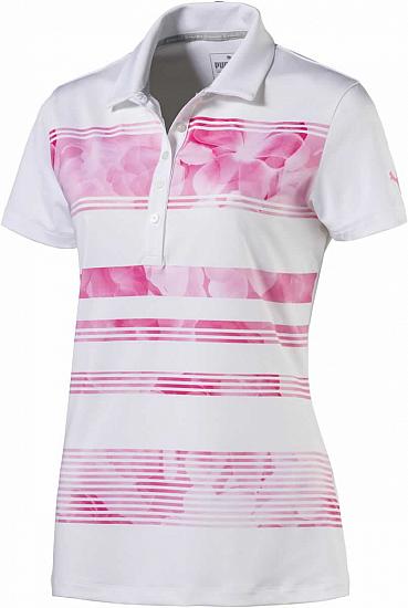 Puma Women's DryCELL Bloom Stripe Golf Shirts - ON SALE - RACK