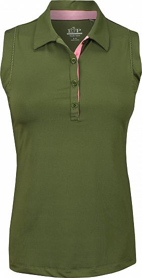 EP Pro Women's Tour-Tech Picot Trim Sleeveless Golf Shirts - HOLIDAY SPECIAL