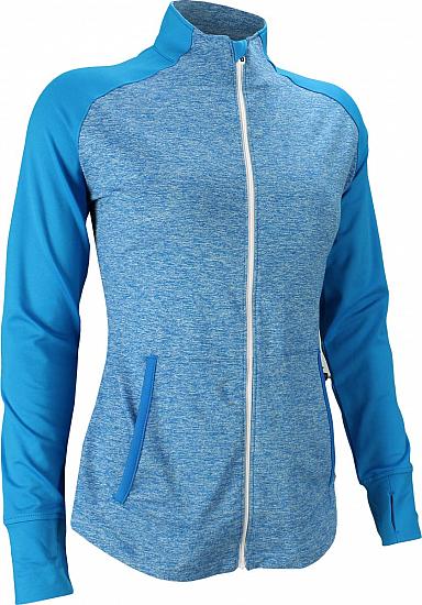 FootJoy Women's Brushed Back Space Dye Full-Zip Mid Layer Golf Jackets - Electric Blue - ON SALE!