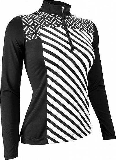 EP Pro Women's Tour-Tech Mixed Print Quarter-Zip Mock Long Sleeve Golf Shirts - ON SALE!
