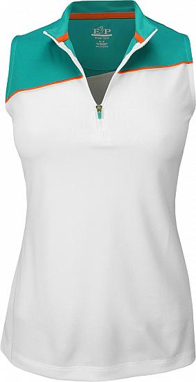 EP Pro Women's Tour-Tech Contrast Blocking Quarter-Zip Mock Sleeveless Golf Shirts - ON SALE