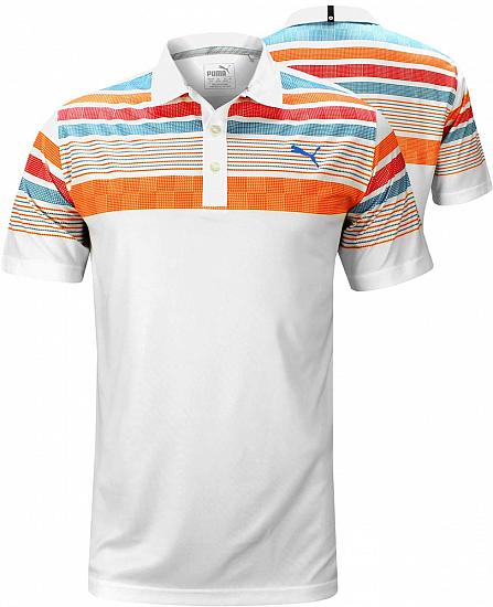 Puma Jersey Stripe Golf Shirts - Rickie Fowler U.S. Open Thursday