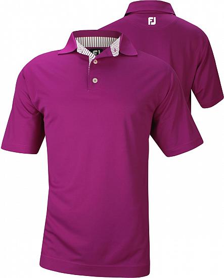 FootJoy Smooth Pique Solid Trim Knit Collar Golf Shirts - Portsmouth Collection - FJ Tour Logo Available