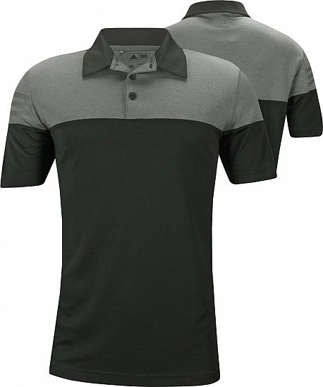 Adidas 3-Stripes Heather Block Golf Shirts - Black