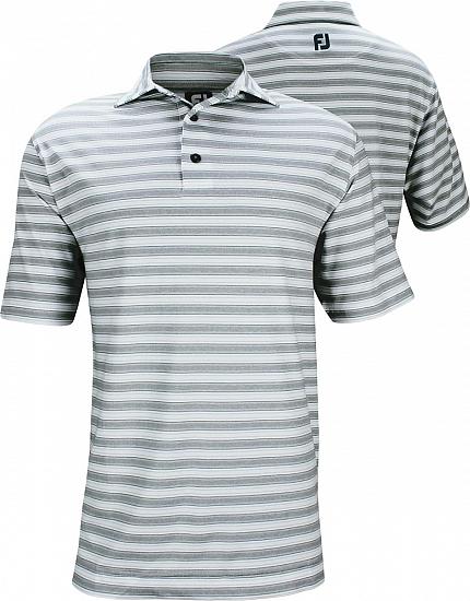 FootJoy Stretch Lisle Tonal Stripe Golf Shirts with Self Collar - White - FJ Tour Logo Available - ON SALE