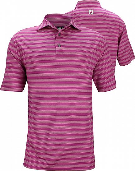 FootJoy Stretch Lisle Tonal Stripe Golf Shirts with Self Collar - Mulberry - FJ Tour Logo Available