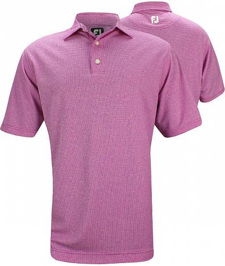 FootJoy Heather Jacquard Mini Check Golf Shirts with Self Collar - Mulberry - FJ Tour Logo Available